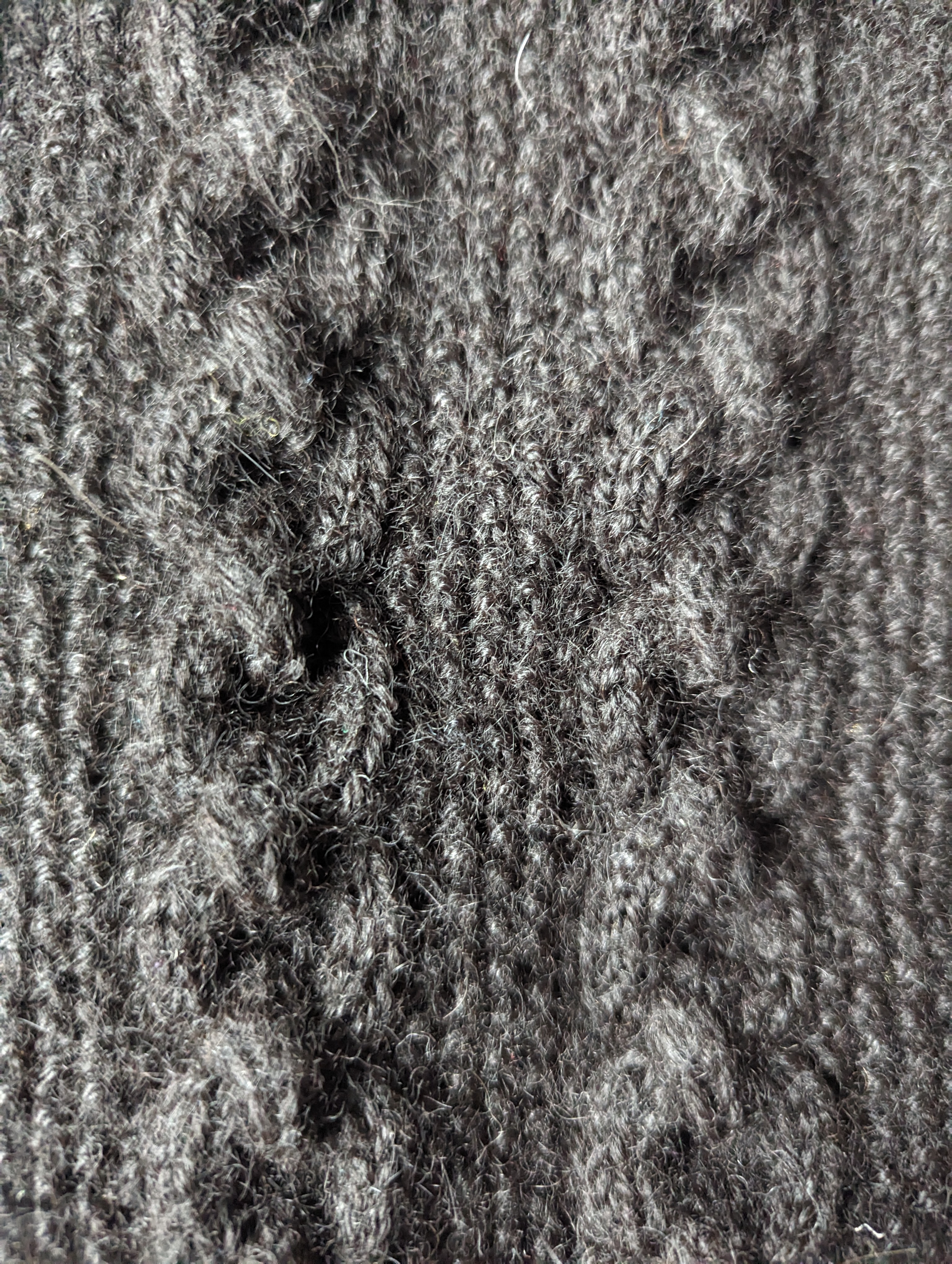 Closeup of knit cables that look like chains